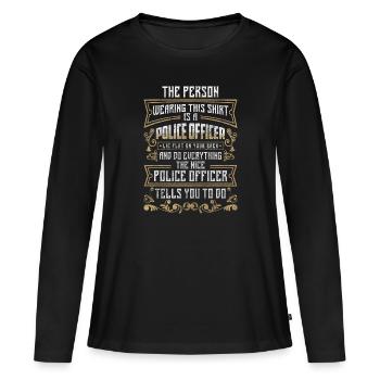 Menottes du shérif de la police - T-shirt manches longues Premium bio Femme - noir - Devant - Julia (174cm)