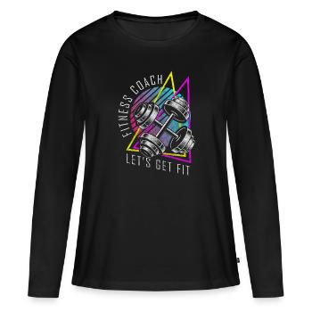 Développé couché de force de l’entraîneur - T-shirt manches longues Premium bio Femme - noir - Devant - Julia (174cm)