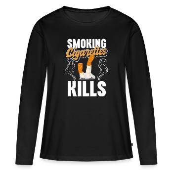Smoking Gentleman No Smoking Santé - T-shirt manches longues Premium bio Femme - noir - Devant - Julia (174cm)