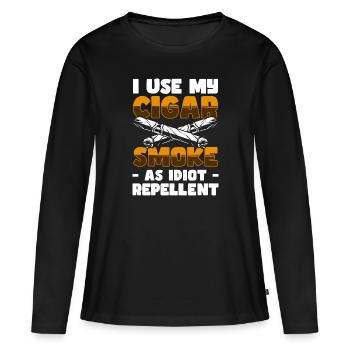 Rauchen Kippe Cool - Frauen Premium Bio Langarmshirt - Schwarz - Vorne - Julia (174cm)