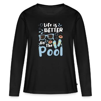 Piscine Piscine Fête à la piscine Plongée - T-shirt manches longues Premium bio Femme - noir - Devant - Julia (174cm)