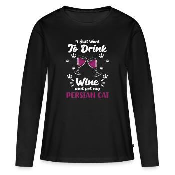 Perser Katze Katzendame Liebe Pfote - Frauen Premium Bio Langarmshirt - Schwarz - Vorne - Julia (174cm)