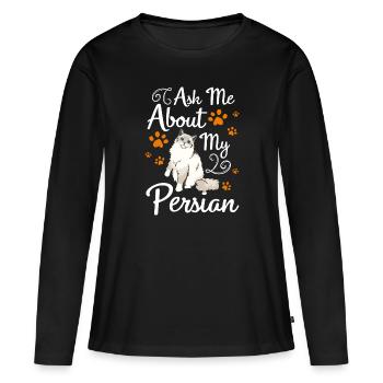 Perser Katzenfreund Katzenlady - Frauen Premium Bio Langarmshirt - Schwarz - Vorne - Julia (174cm)
