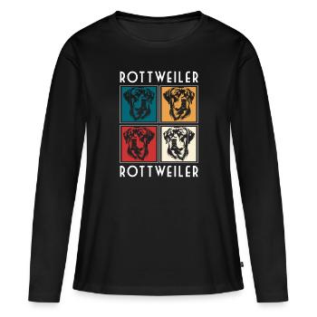 Rottweiler Gefahr Herrchen Hündin - Frauen Premium Bio Langarmshirt - Schwarz - Vorne - Julia (174cm)