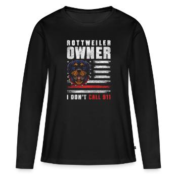 Hund Loyal Herrchen Gassi - Frauen Premium Bio Langarmshirt - Schwarz - Vorne - Julia (174cm)