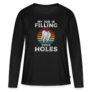 Spécialité du dentiste Important - T-shirt manches longues Premium bio Femme - noir - Devant - Julia (174cm)