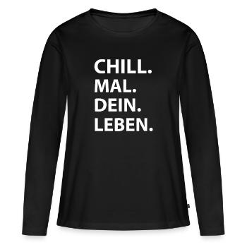 Chill Ta vie - T-shirt manches longues Premium bio Femme - noir - Devant - Julia (174cm)
