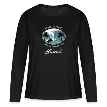 Surfer Beach Palms, Banzai Pipeline Hawaii - T-shirt manches longues Premium bio Femme - noir - Devant - Julia (174cm)