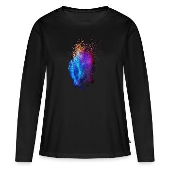 tache couleur - T-shirt manches longues Premium bio Femme - noir - Devant - Julia (174cm)