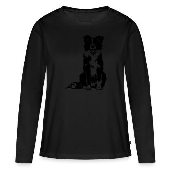 Border Collie - T-shirt manches longues Premium bio Femme - noir - Devant - Julia (174cm)
