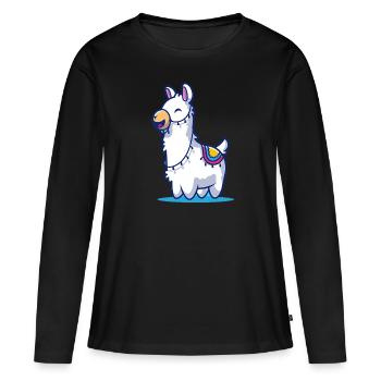 Lama lama alpaga - T-shirt manches longues Premium bio Femme - noir - Devant - Julia (174cm)
