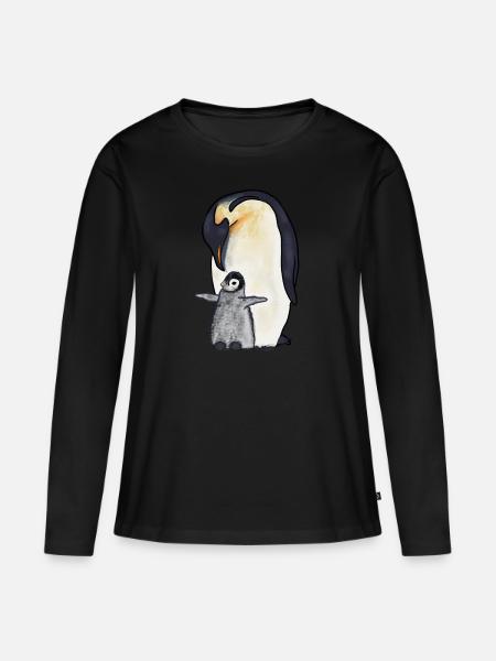 Pinguine - Frauen Premium Bio Langarmshirt - Schwarz