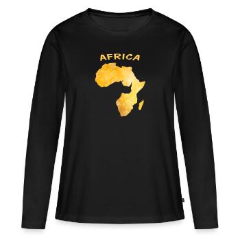 Afrique Gold Afrique - T-shirt manches longues Premium bio Femme - noir - Devant - Julia (174cm)