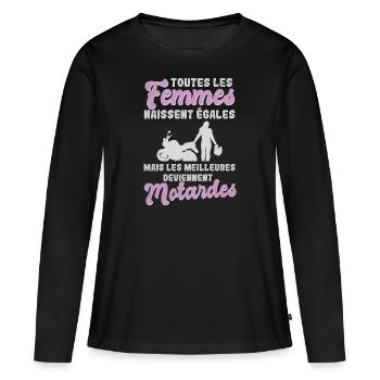 Motarde Moto Femme Les meilleures deviennent - T-shirt manches longues Premium bio Femme - noir - Devant - Julia (174cm)