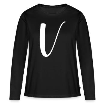 Calligraphy, initial V - Women's Premium Organic Long Sleeve Shirt - black - Front - Julia (174cm)