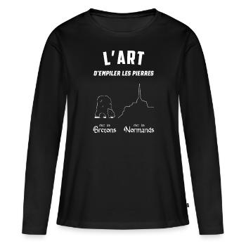 L'art d empiler les pierres - T-shirt manches longues Premium bio Femme - noir - Devant - Julia (174cm)