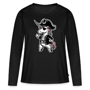 Einhorn Einhörner Fabelwesen Mystisch - Frauen Premium Bio Langarmshirt - Schwarz - Vorne - Julia (174cm)