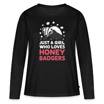 Blaireau Miel Blaireau Animal - T-shirt manches longues Premium bio Femme - noir - Devant - Julia (174cm)