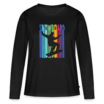 Snowboard Snowboarder - Frauen Premium Bio Langarmshirt - Schwarz - Vorne - Julia (174cm)