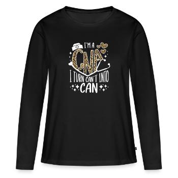 CNA Nursing Quotes Certified Nurse Assistant Gifts - Frauen Premium Bio Langarmshirt - Schwarz - Vorne - Julia (174cm)