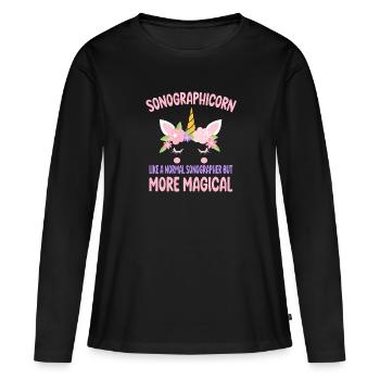 Sonographicorn like a normal Sonographist gifts - Women's Premium Organic Long Sleeve Shirt - black - Front - Julia (174cm)
