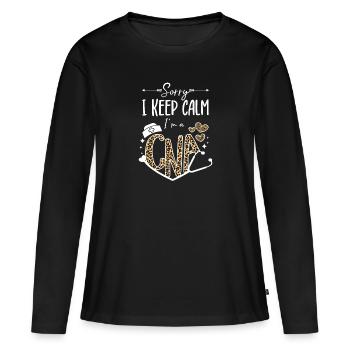 CNA Nursing Quotes Cadeaux d'infirmière auxiliaire certifiée - T-shirt manches longues Premium bio Femme - noir - Devant - Julia (174cm)