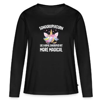 Sonographicorn like a normal Sonographist gifts - Women's Premium Organic Long Sleeve Shirt - black - Front - Julia (174cm)