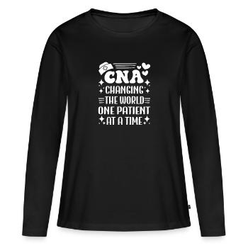 CNA Nursing Quotes Certified Nurse Assistant Gifts - Frauen Premium Bio Langarmshirt - Schwarz - Vorne - Julia (174cm)