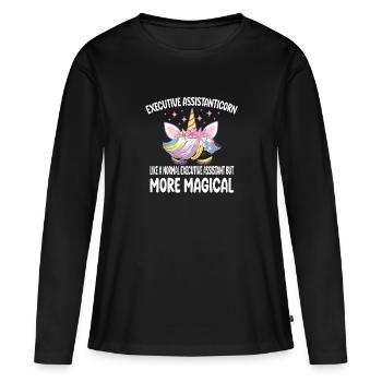 Assistant de directionicorn comme un assistant normal - T-shirt manches longues Premium bio Femme - noir - Devant - Julia (174cm)