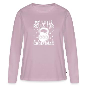 Gym Junkies My Little Bells For Christmas - Women's Premium Organic Long Sleeve Shirt - dusky pink - Front - Julia (174cm)