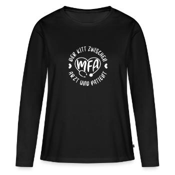 Arzthelferin MFA Gift - Frauen Premium Bio Langarmshirt - Schwarz - Vorne - Julia (174cm)