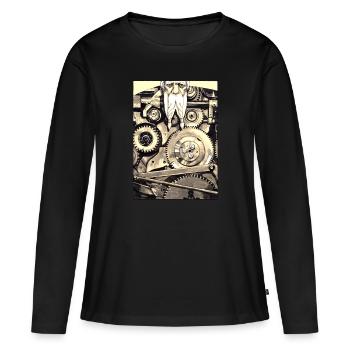 Nain mécanique - T-shirt manches longues Premium bio Femme - noir - Devant - Julia (174cm)