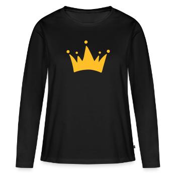Couronne - T-shirt manches longues Premium bio Femme - noir - Devant - Julia (174cm)