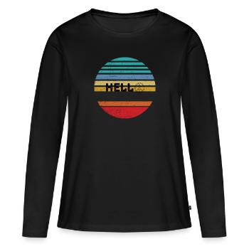 Hello Retro - T-shirt manches longues Premium bio Femme - noir - Devant - Julia (174cm)