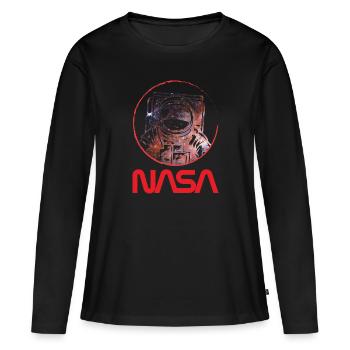 NASA Logo Et Astronaute Design Cool - T-shirt manches longues Premium bio Femme - noir - Devant - Julia (174cm)