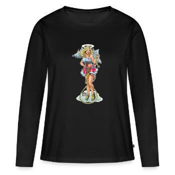 Female Rock Climber - Angel - Women's Premium Organic Long Sleeve Shirt - black - Front - Julia (174cm)