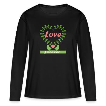 love forever - Frauen Premium Bio Langarmshirt - Schwarz - Vorne - Julia (174cm)