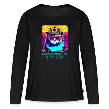 Roi des chats : Sagesse enchanteresse - T-shirt manches longues Premium bio Femme - noir - Devant - Julia (174cm)
