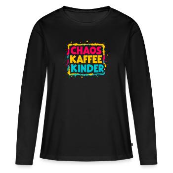 Chaos Kaffee Kinder - Mama lustiger Spruch T-Shirt - Frauen Premium Bio Langarmshirt - Schwarz - Vorne - Julia (174cm)