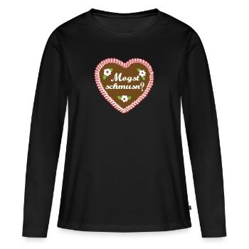 Lebkuchenherz - T-shirt manches longues Premium bio Femme - noir - Devant - Julia (174cm)