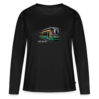 Helsinki Tram T-Shirts, 154 excellents produits - T-shirt manches longues Premium bio Femme - noir - Devant - Julia (174cm)