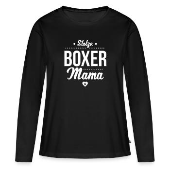 Proud Boxer Mama Heart - Women's Premium Organic Long Sleeve Shirt - black - Front - Julia (174cm)
