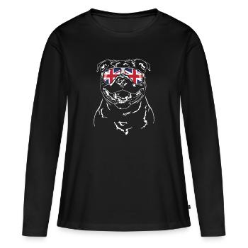 STAFFORDSHIRE BULL TERRIER Union Jack Wilsigns - T-shirt manches longues Premium bio Femme - noir - Devant - Julia (174cm)
