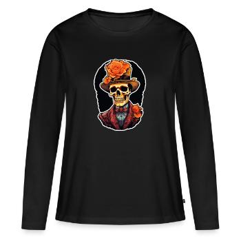 Crâne - T-shirt manches longues Premium bio Femme - noir - Devant - Julia (174cm)