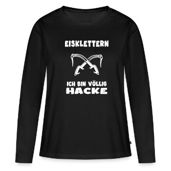 eisklettern iceclimbing eispickel völlig hacke - Frauen Premium Bio Langarmshirt - Schwarz - Vorne - Julia (174cm)