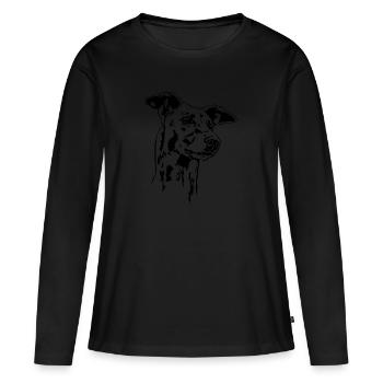 GREYHOUND Portrait Greyhound Greyhounds Wilsigns - T-shirt manches longues Premium bio Femme - noir - Devant - Julia (174cm)