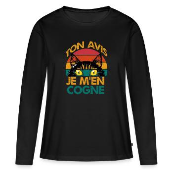ton avis je m'en cogne - T-shirt manches longues Premium bio Femme - noir - Devant - Julia (174cm)