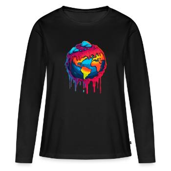 Erde im Klimawandel - Frauen Premium Bio Langarmshirt - Schwarz - Vorne - Julia (174cm)