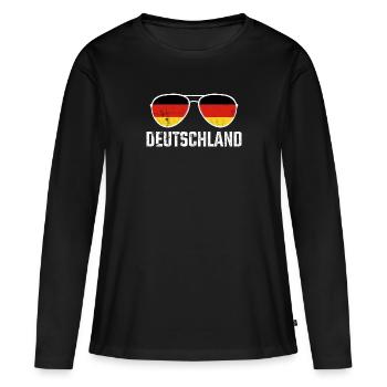 Deutschland Germany Sonnenbrille Germania Flagge - Frauen Premium Bio Langarmshirt - Schwarz - Vorne - Julia (174cm)