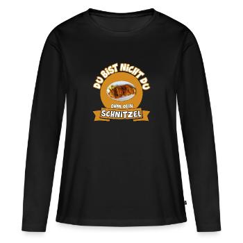DU BIST NICHT DU OHNE DEIN SCHNITZEL - Frauen Premium Bio Langarmshirt - Schwarz - Vorne - Julia (174cm)